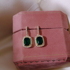 Emerald Halo Drop Earrings