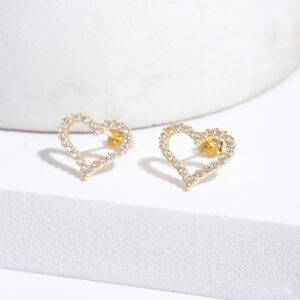 Elegant Open Heart Zircon Stud Earrings