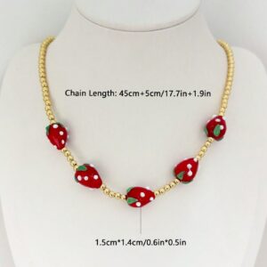 Strawberry Beaded Gold Chain Necklace