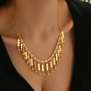 Golden Cascade Disc Necklace