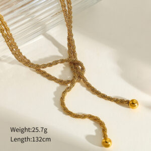 PVD Gold Long Chain Stainless Steel Necklace