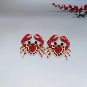 Red Ocean Crab Stud Earrings