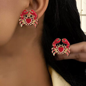 Red Ocean Crab Stud Earrings