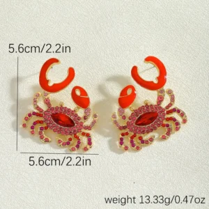 Ruby Crab Statement Drop Earrings
